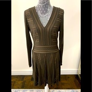 BCBG Maxazria Long sleeve lace illusion dress